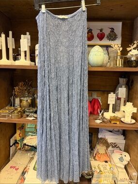 Zara Light Blue Textured Floor-Length lace skirt Panel - Home Accents